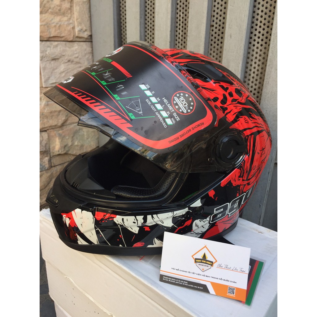 Combo nón full face AGU SÓI ĐỎ + SỪNG NHỌN + ĐUÔI GIÓ TẶNG FREE TÚI ĐỰNG mũ chống trầy