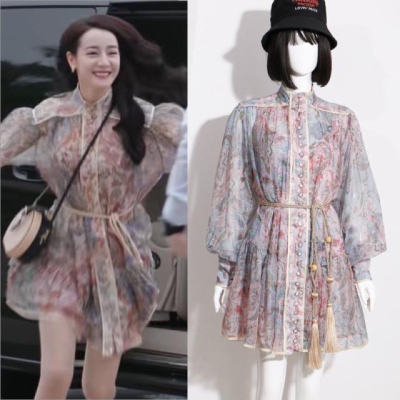 Đầm retro vintage Pháp trend 2021 thắt lưng Địch Lệ Nhiệt Ba