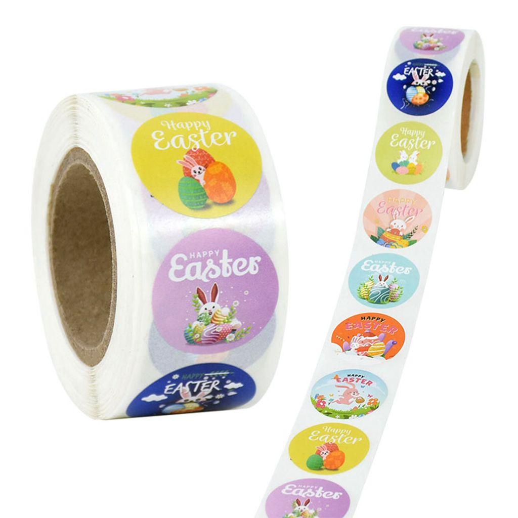 Set 500 Nhãn Dán Trang Trí Hộp Quà Họa Tiết Thỏ / Trứng Phục Sinh Sáng Tạo