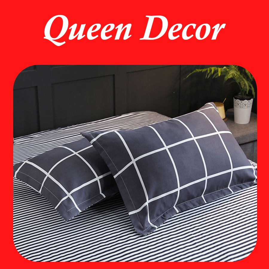 Vỏ Gối Nằm 45x65cm cùng một màu với ga trải giường Cotton Poly trong bộ ga khách đặt - Queendecorvn | BigBuy360 - bigbuy360.vn