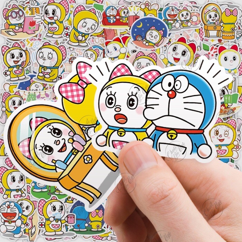 Combo 30 miếng sticker hình dán decal chủ đề Đô rê mi Dorami em Đô rê mon Doraemon NT 08