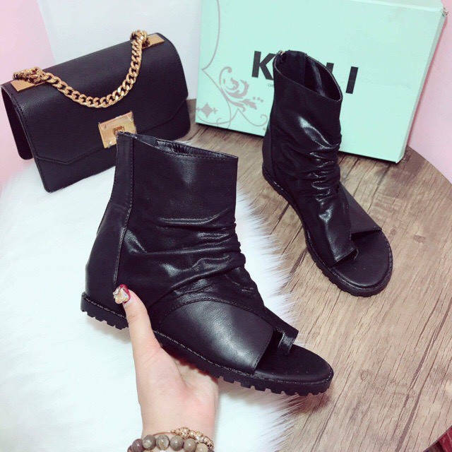 Bốt nữ XỎ NGÓN hở mũi ĐỘN ĐẾ 3 phân (mã 677) | BigBuy360 - bigbuy360.vn