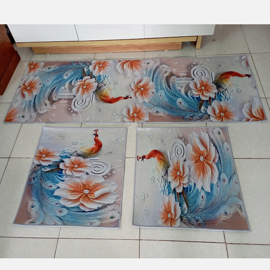 Bộ thảm lót ghế salong 3 miếng mặt nỉ( 1 miếng dùng cho ghế dài; 2 miếng vuông dùng cho ghế vuông bé), dày 0.5cm