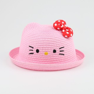 Mũ Cói Che Nắng Hình Hello Kitty Dễ Thương Cho Bé