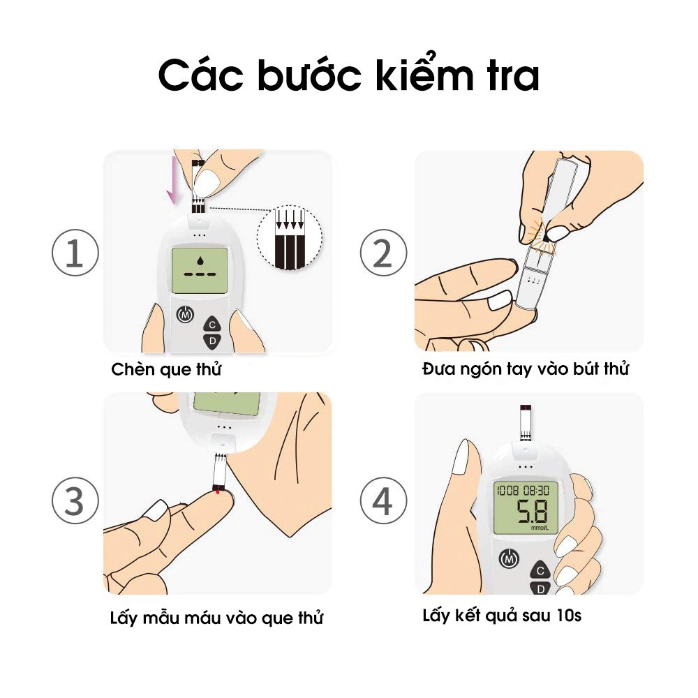 Máy đo đường huyết Safe-Accu đo tiểu đường, phát hiện tiểu đường bảo hành 1 đổi 1 trọn đời - Guty Care