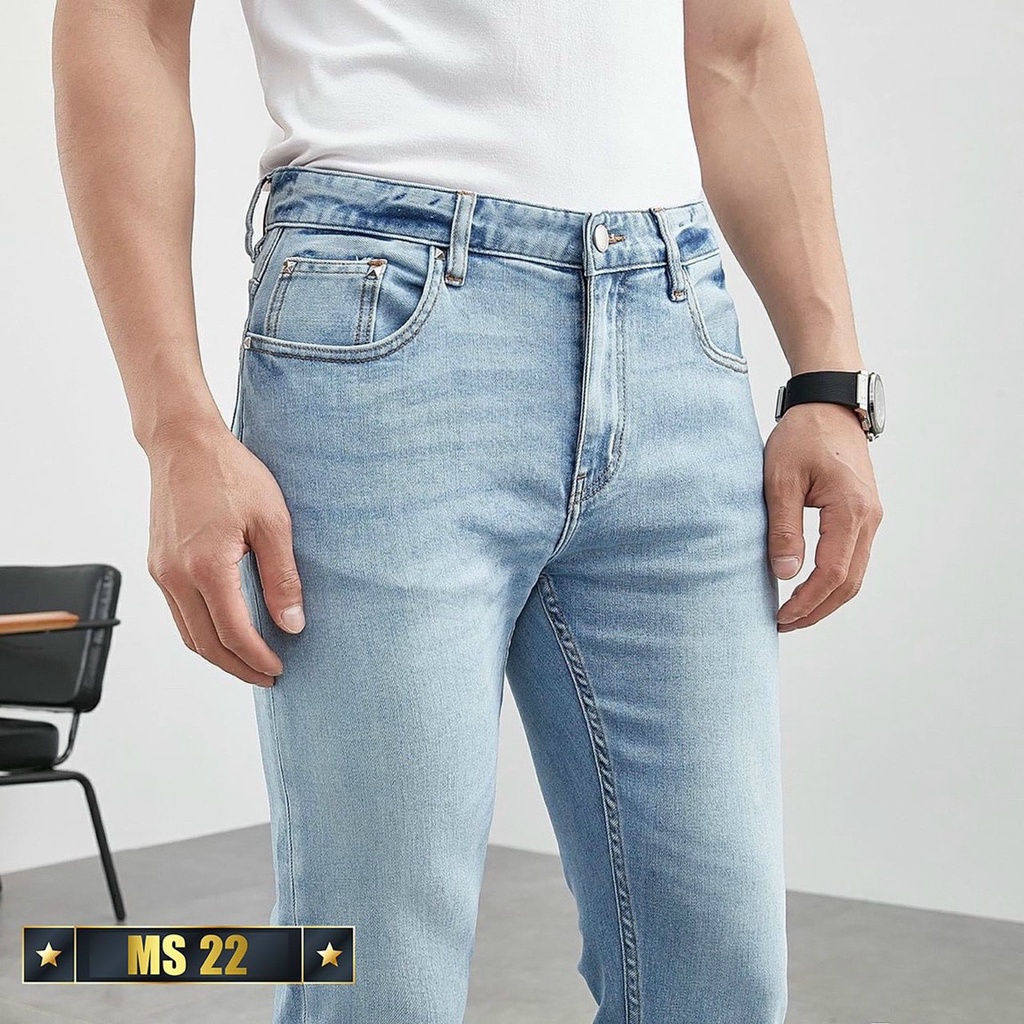Quần jean nam xám trơn cao cấp-chất bò co dãn 4 chiều-from chuẫn thời trang Lady-Hn Store88 q24