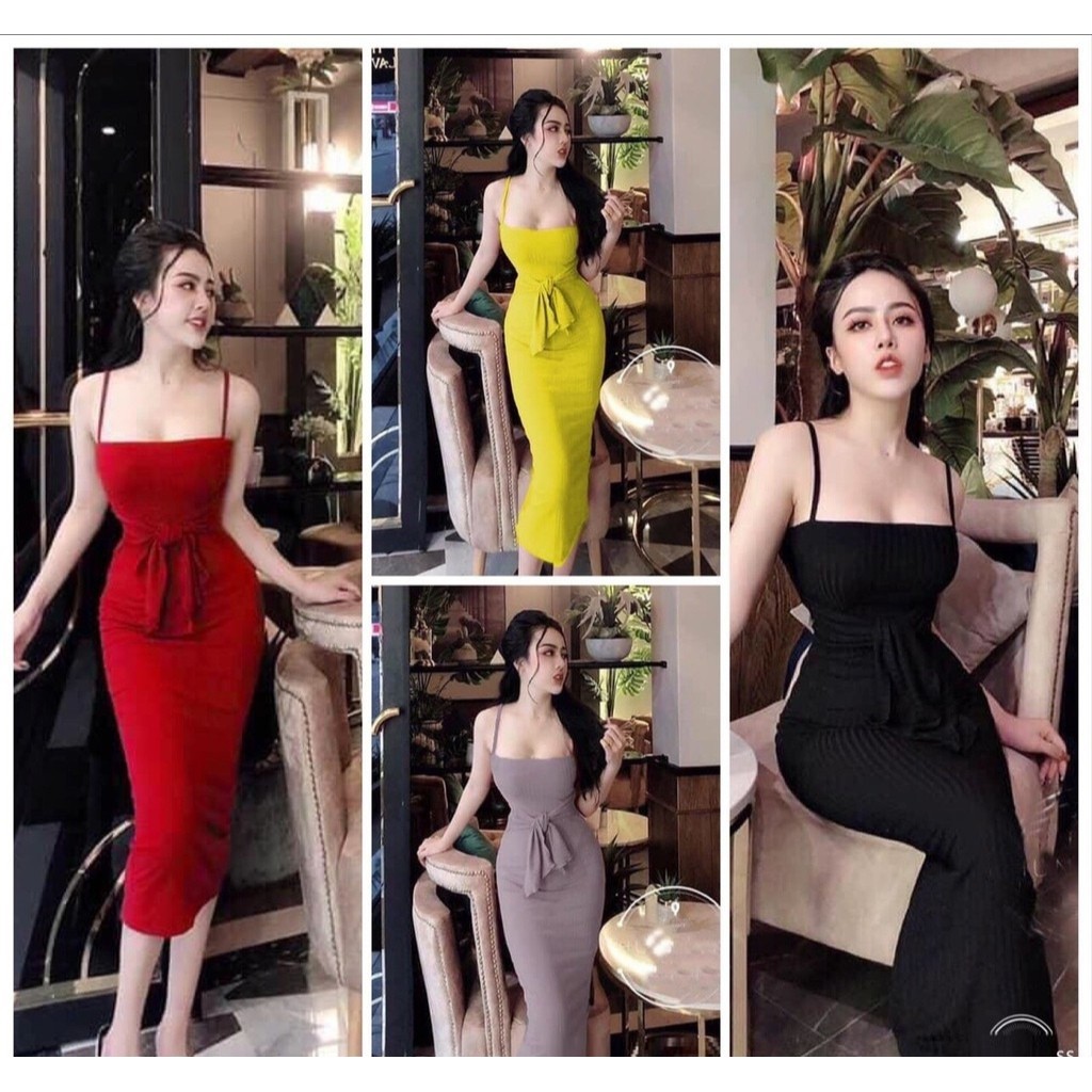 Đầm Body Hai Dây Thắt Eo