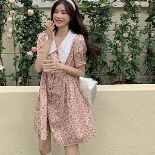 CCVN Đầm Hoa Tay Ngắn Phong Cách Thời Trang retro Mới 220327