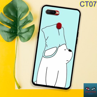 (❤️ FREESHIP ĐƠN 50 000❤️)Ốp lưng kính OPPO F9 A7 A5S gấu trắng Ice bear, in hình dễ thương siêu Cute dễ thương