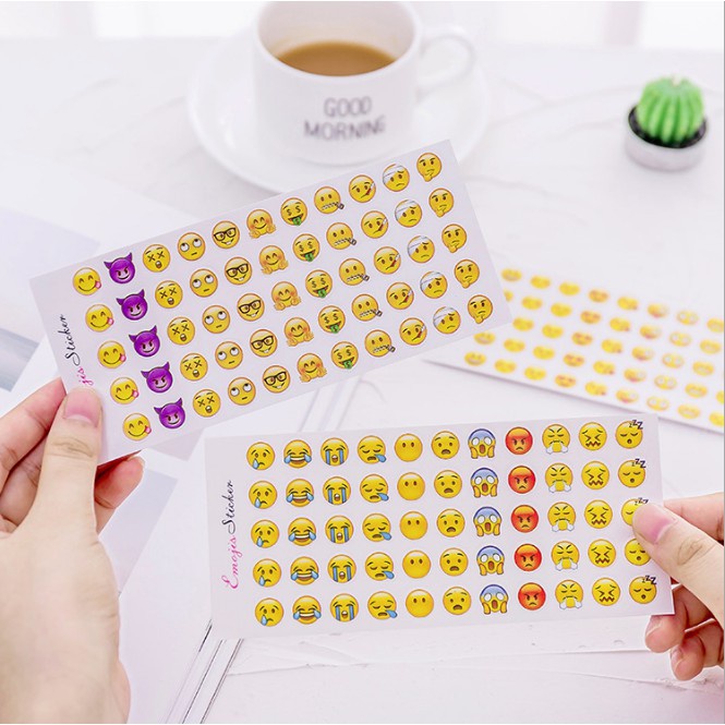 Set 12 Tờ Sticker Emoji Cảm XúcTrang Trí Sổ Sách Độc Đáo Clovershop68