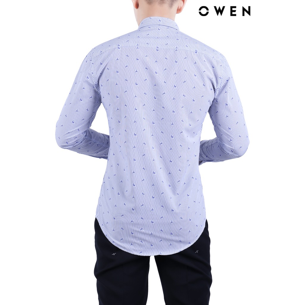 Áo sơ mi dài tay OWEN Bamboo Slimfit có túi màu xanh - AS20838DT