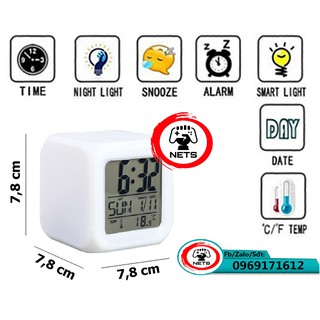 Đồng hồ báo thức điện tử vuông để bàn DGT- XO1 màn hình LCD đa chức năng: Thời gian, Lịch, Báo thức, Nhiệt độ, LED 7 màu