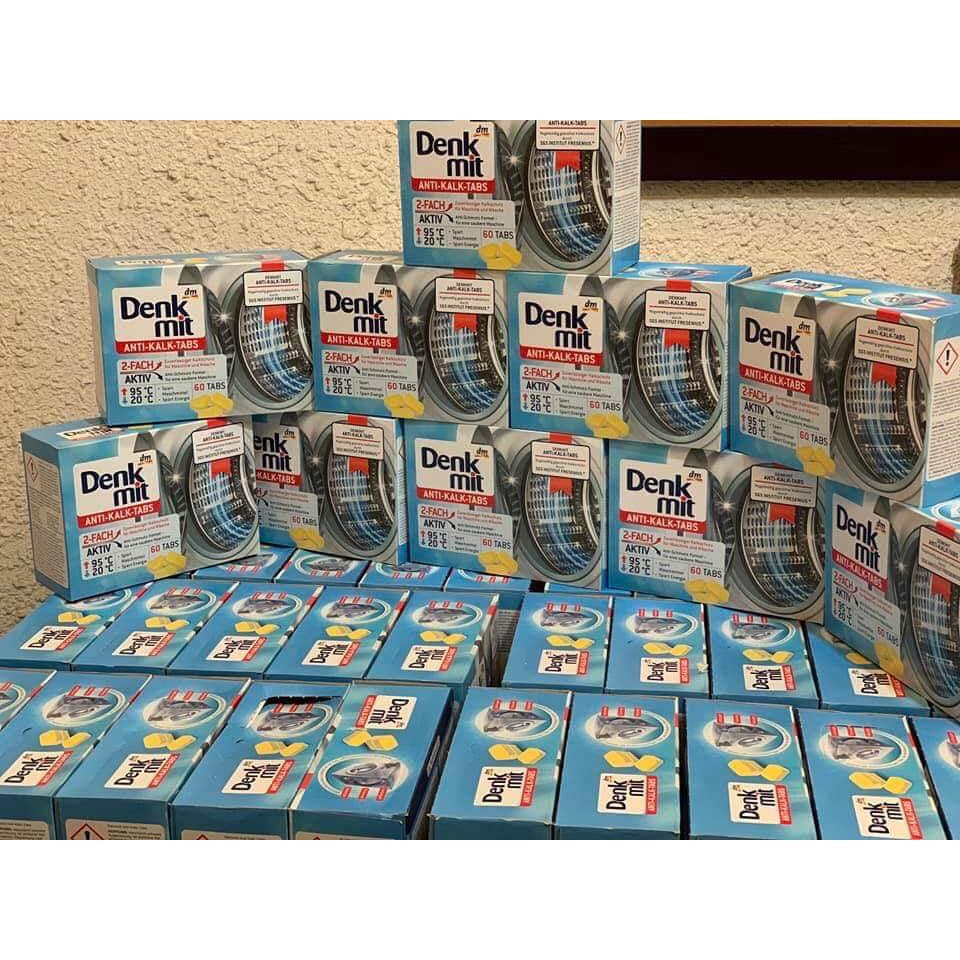 [Hỏa tốc HCM] Hộp 60 viên tẩy vệ sinh lồng máy giặt Denkmit nội địa Đức
