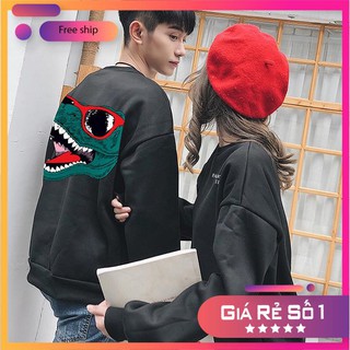 Áo đôi nam nữ in khủng long mặc đôi Noel phong cách Hàn Quốc 2019 hot 2019_Ảnh thật