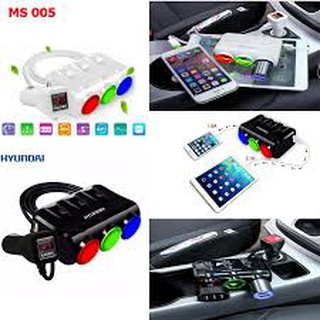 BỘ CHIA 3 NGUỒN TẨU HYUNDAI HY26 KIÊM 2 CỔNG SẠC 3.1AMAX