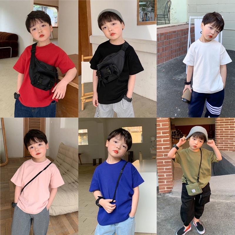 Áo phông trơn basic bé trai bé gái