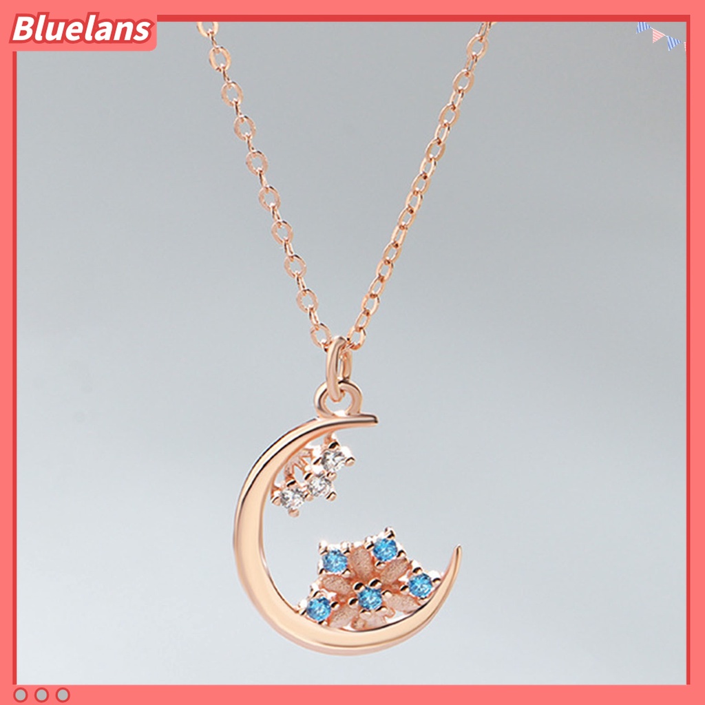 Vòng cổ Mặt Hình Hoa Tuyết / Mặt Trăng Đính Đá Chống Mài Mòn Phong Cách Hàn Quốc 48h