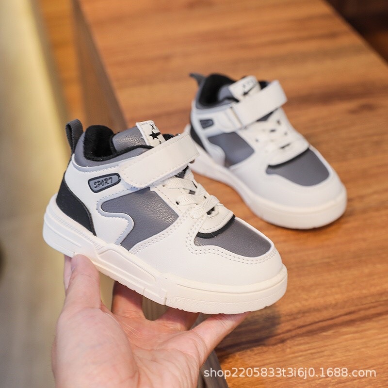 Giầy snearker bé trai da Pu dầy dặn,giày cao cổ bé trai
