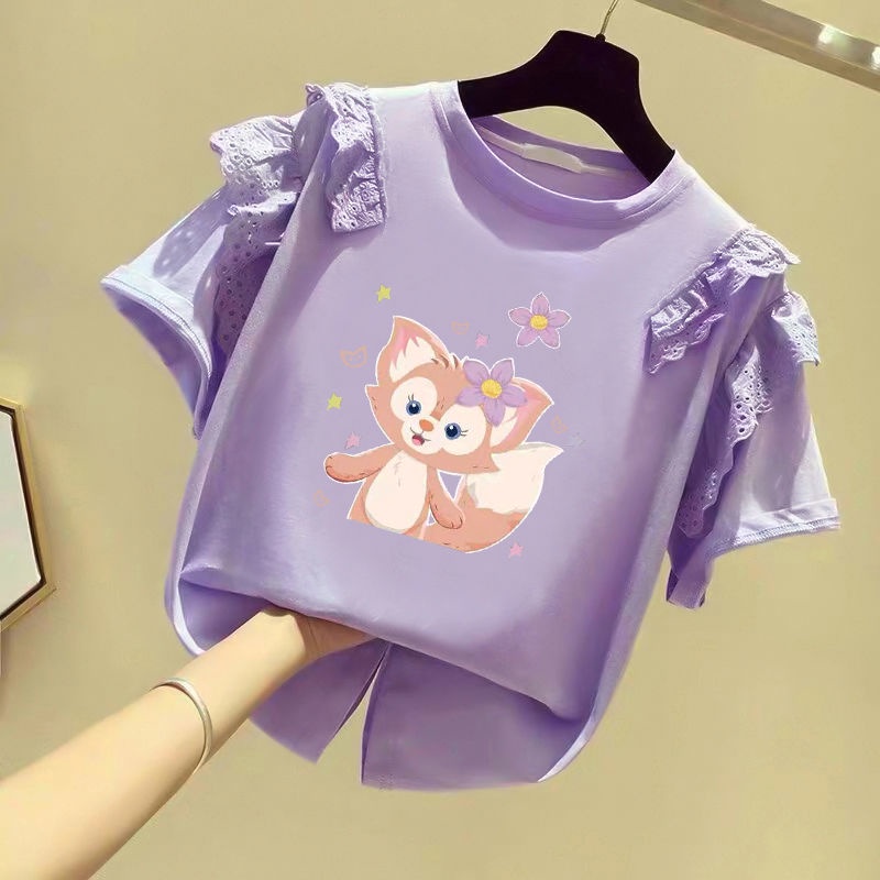 Mới Áo Thun Tay Ngắn Chất Liệu Cotton Thời Trang 2022 Cho Bé Gái