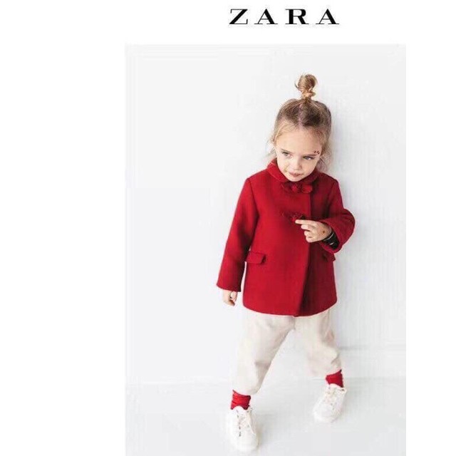 Áo dạ đỏ cúc nơ Zara dư xịn