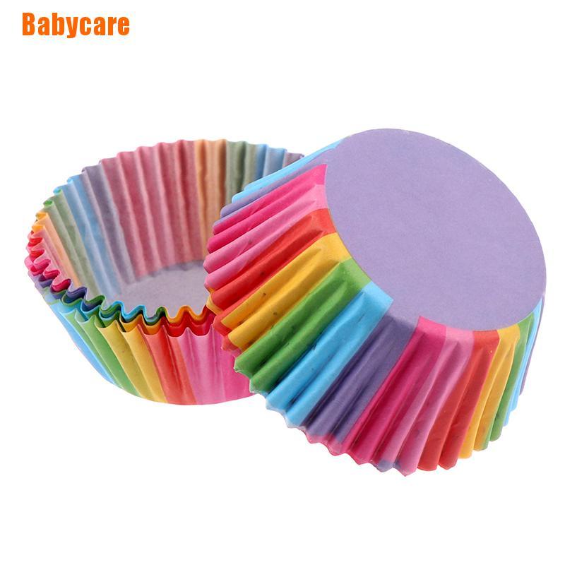 Bộ 100 Giấy Lót Bánh Cupcake Màu Cầu Vồng Xinh Xắn