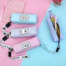 Hộp bút Hình vuông chữ trung có dây đeo, túi bút họa tiết dễ thương da PU – 1 cái - HOKAMI STORE