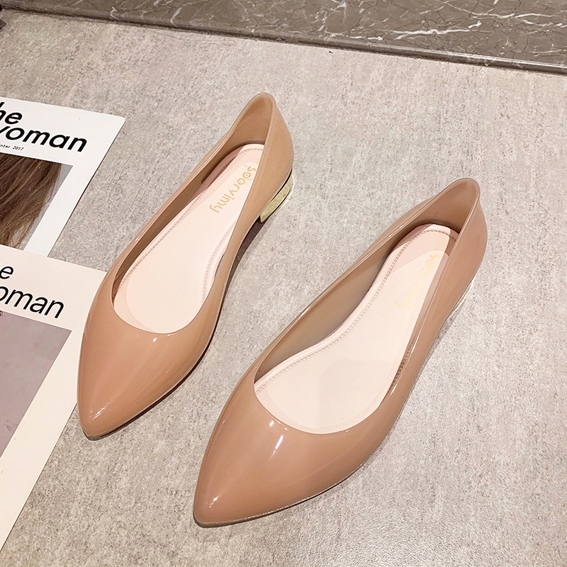 GIẦY NHỰA HÃNG SOERVIMY MẪU TRƠN MÀU BE CHO NỮ SIZE 35 ĐẾN 39