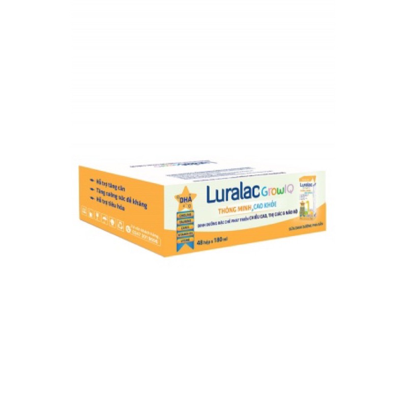 Thùng sữa dinh dưỡng pha sẵn nước Luralac GrowIQ 110ml/180ml