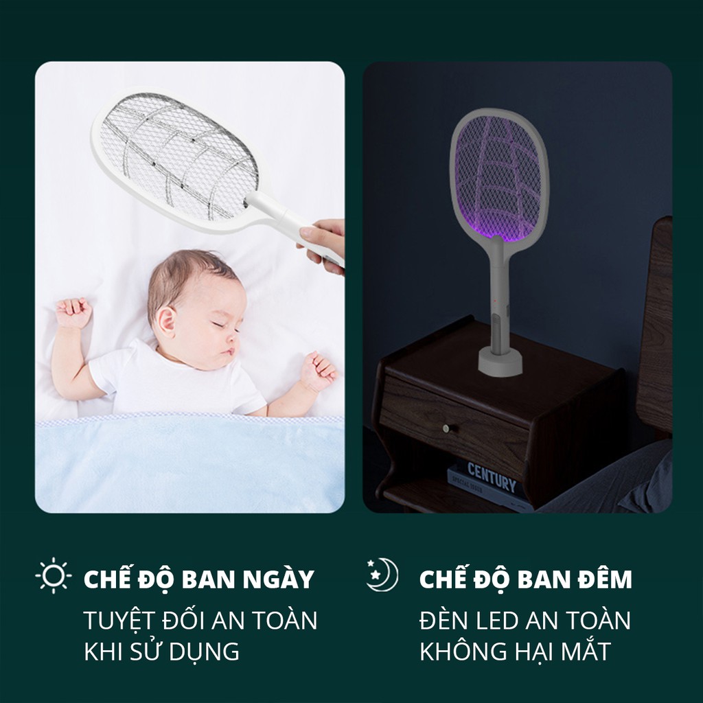 Vợt Muỗi Điện Kiêm Đèn Bắt Muỗi 2 Trong 1 1200mah - Điện Thế Bề Mặt Lưới 3000V - Bảo Hành 6 tháng - 1 đổi 1 DWP001