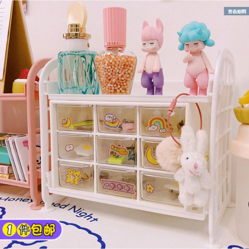 Kệ nhựa 2 tầng để bàn xinh xỉu - Giá màu pastel hottrend cho học sinh, sinh viên trang trí góc nhỏ