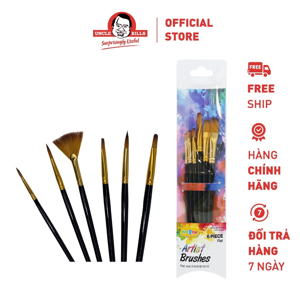 Bộ Cọ Vẽ Họa Sĩ 6 Cây Uncle Bills QA0532