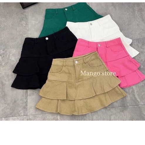 Chân váy bò dáng tầng bèo Quảng châu