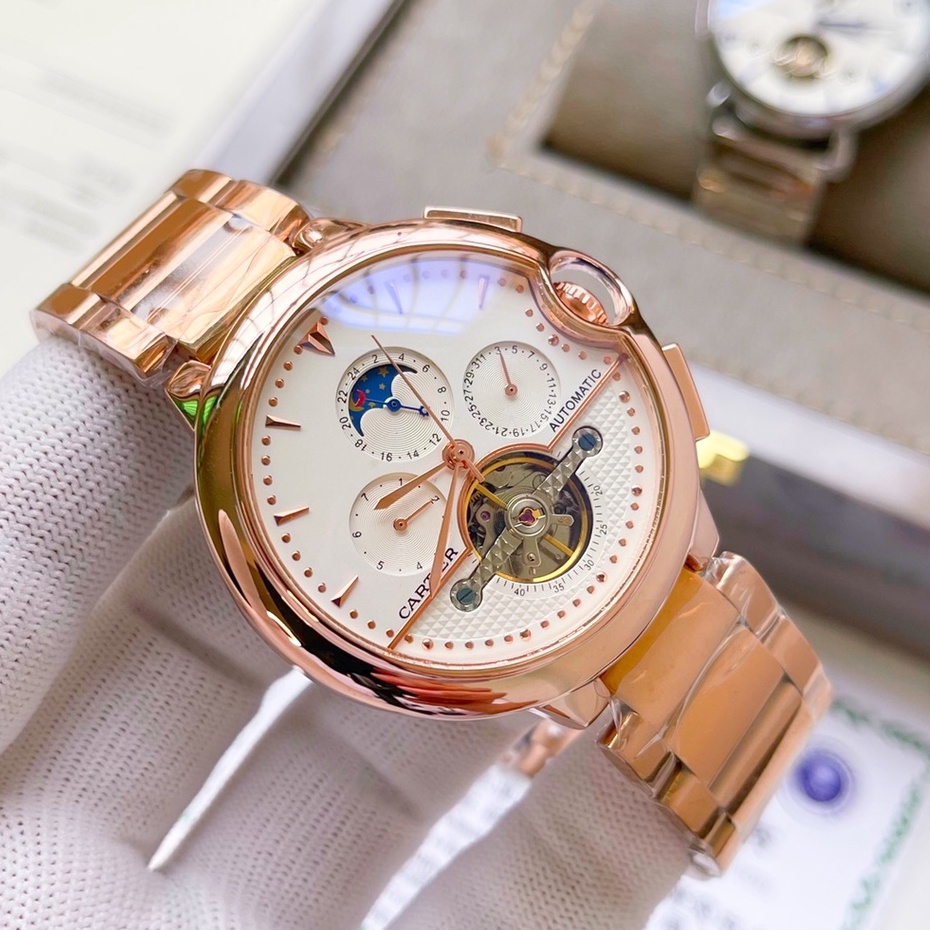 Đồng hồ nam Cartier Blue Balloon Automatic Mechanical Movement 24 giờ Mặt trăng Kích thước màn hình: Đường kính 42mm