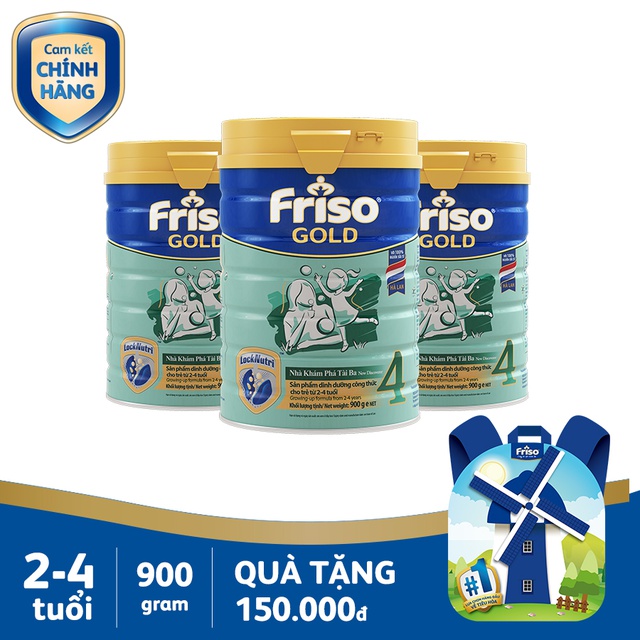 combo 3 lon sữa bột friso 4 900g tặng balo