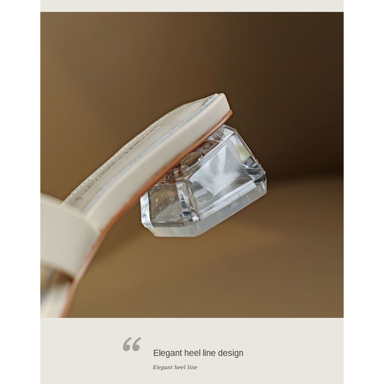 Giày dép mát cho phụ nữ với gót da pha lê 4cm chất lượng tốt