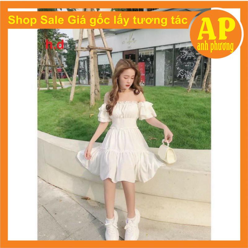 ( Sẵn) Đầm dự tiệc trễ vai tay bồng 3 tầng bèo, Váy Tiểu Thư Trắng Trễ Vai Hoặc Cổ Vuông Vintage hai màu Đen, Trắng | BigBuy360 - bigbuy360.vn
