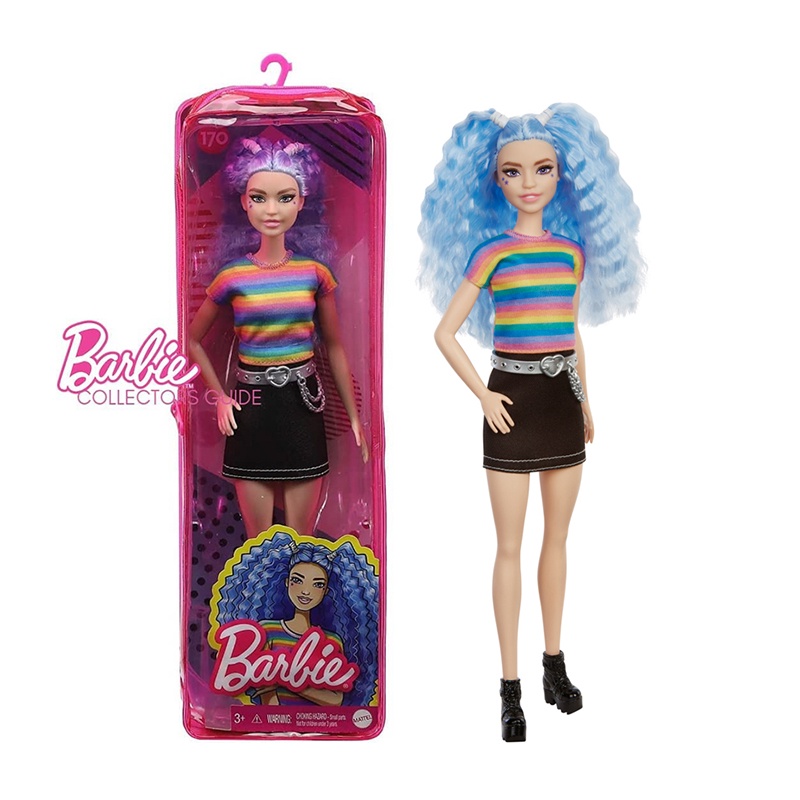 Đồ Chơi BARBIE Búp Bê Thời Trang Barbie - Rainbow Striped Top / Black Skirt GRB61/FBR37