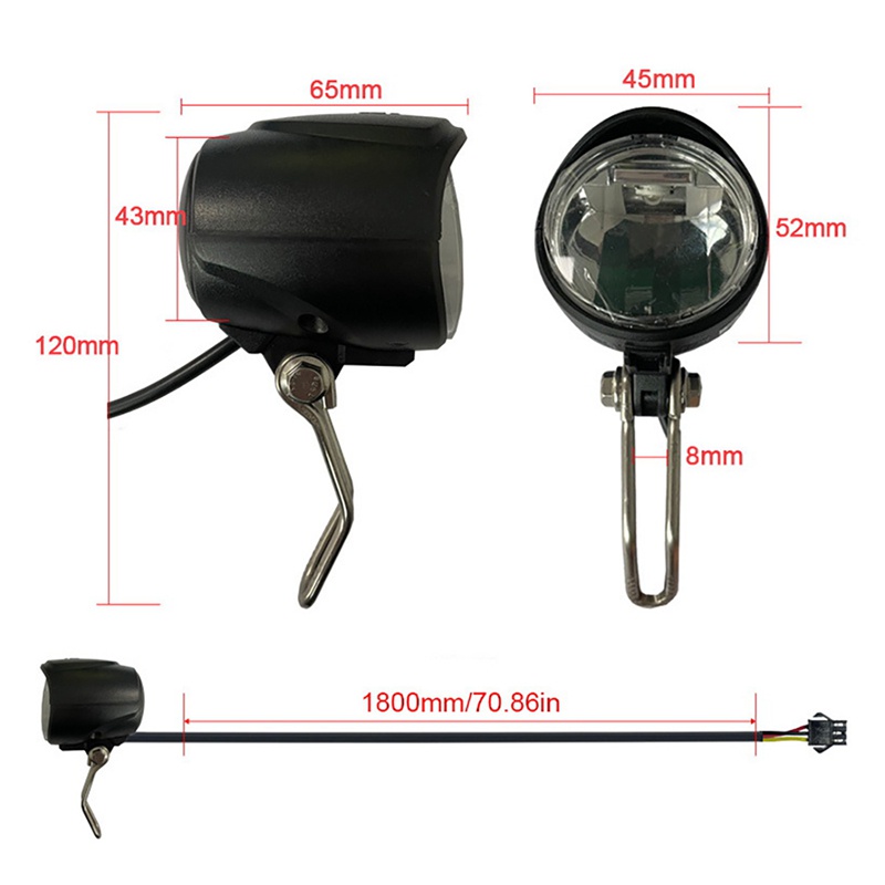 Bộ Đèn Pha Xe Đạp Điện 12-72V Ebike Chất Lượng Cao