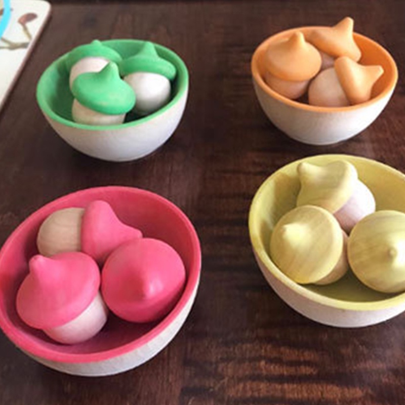 ✿ Set 2 Bát Gỗ Trơn Chưa Hoàn Thành Hình Quả Sồi