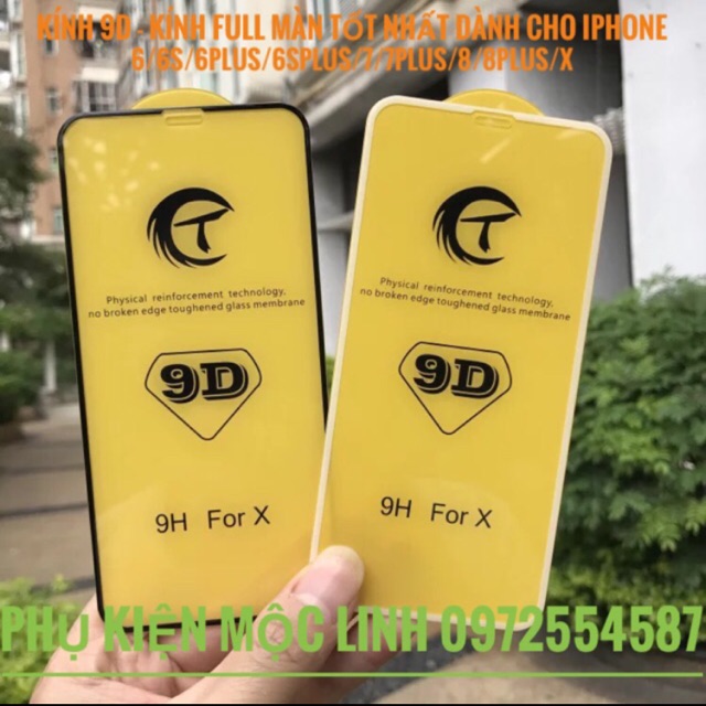 KÍNH 9D FULL MÀN NGUYÊN KHỐI PHIÊN BẢN MỚI NHẤT DÀNH CHO IPHONE 6 6s 6plus 6splus 7 7plus 8 8plus X xs max