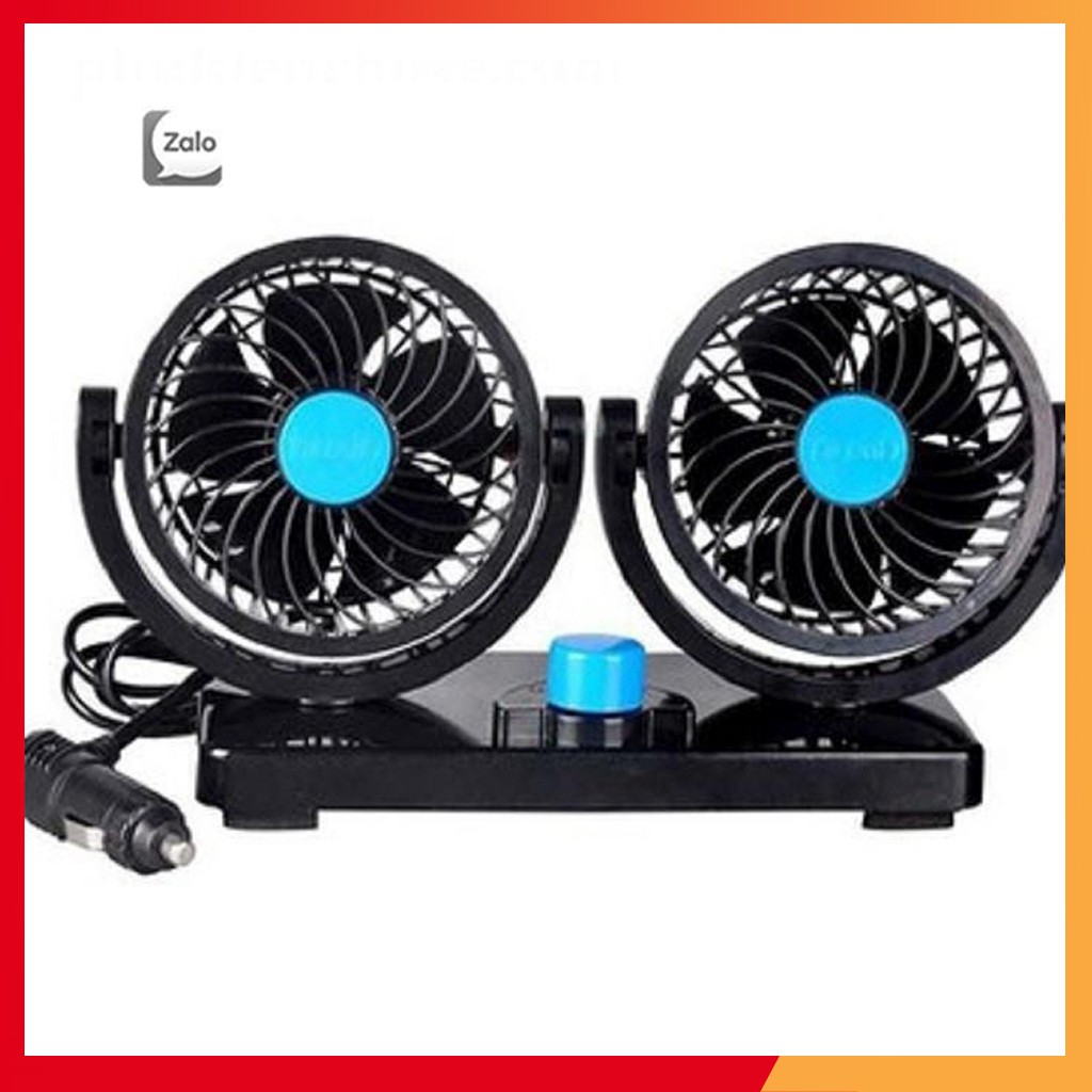 Quạt Máy Đôi 12v – 24v Mini Cho Ô Tô dùng nguồn điện từ tẩu ô tô, Không tốn xăng & dầu vì phải nổ máy để bật điều hòa
