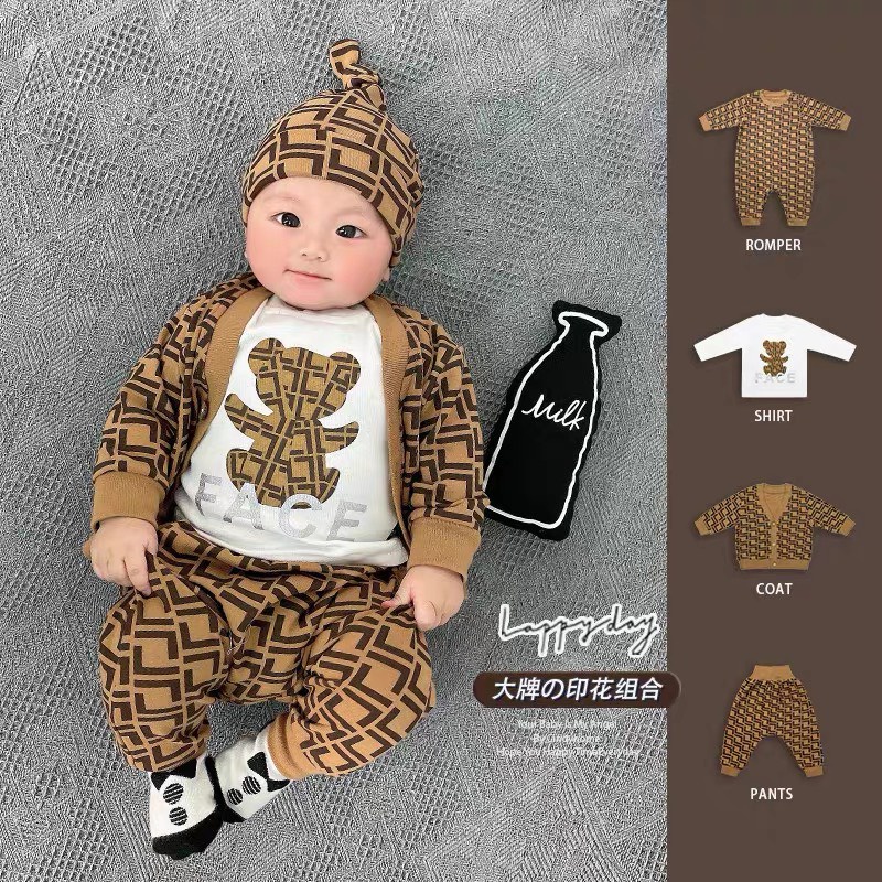 Bộ Nỉ Thu Đông Cho Bé Trai Bé Gái Gồn 5 sản phẩm Cao Cấp Cho Bé Cân Nặng Từ 4-15kg Thời Trang Trẻ Em BETHOKIDS