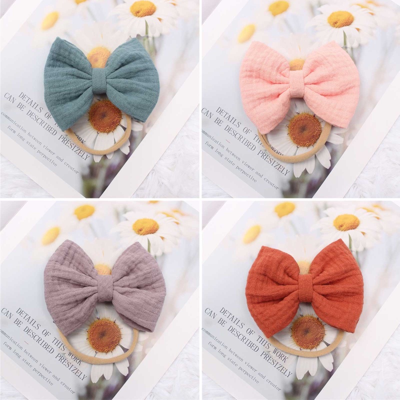 Băng Đô Nơ Bằng Cotton Mềm Co Giãn Thời Trang Dành Cho Bé Gái