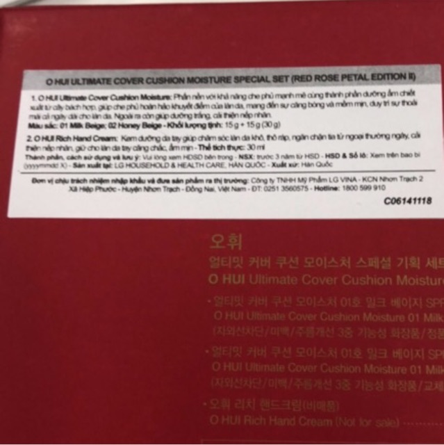 Set phấn nước Ohui Hoa Hồng Đỏ Ohui Ultimate Cover Cushion Moisture 💯 chính hãng