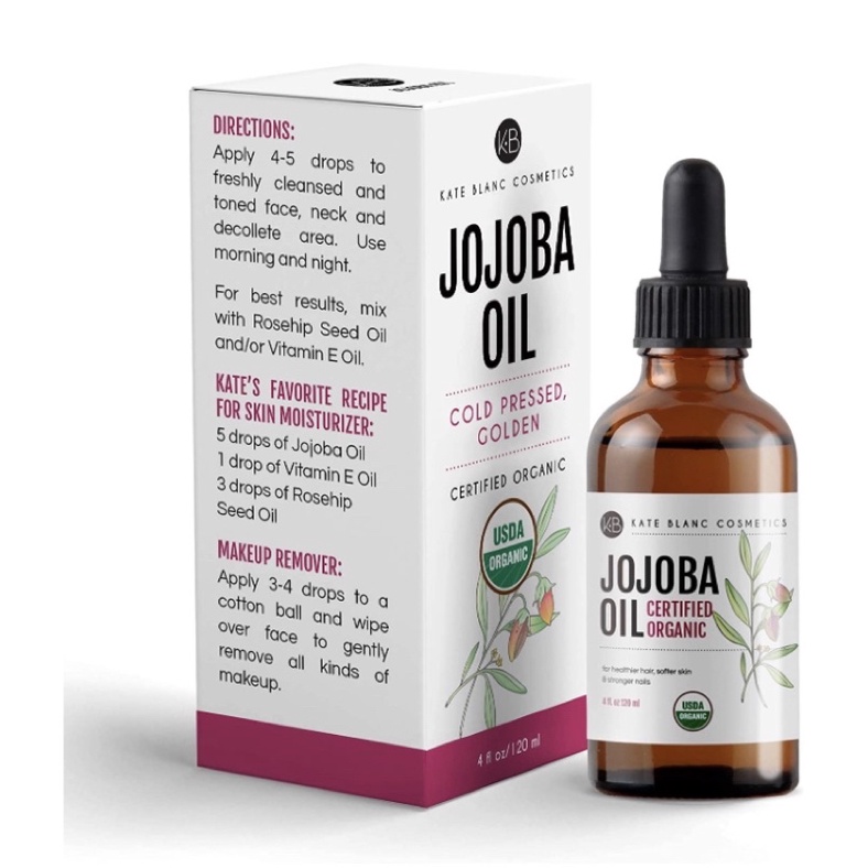 Tinh dầu dưỡng da jojoba organic 100% thuần khiết Jojoba Oil Kate Blanc Cosmetic 120ml USA