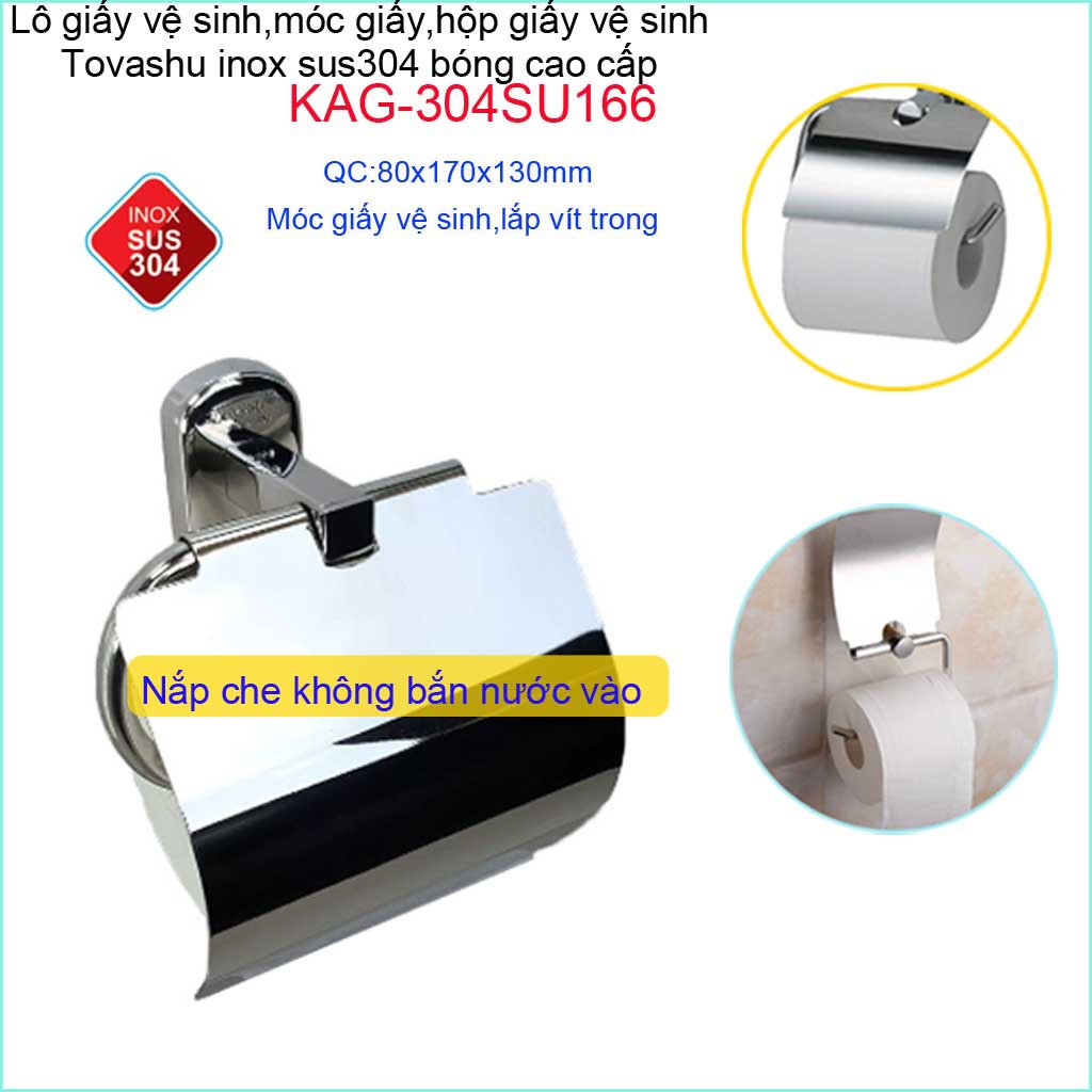 Kệ giấy nhà vệ sinh Tovashu KAG-304SU166, hộp đựng giấy nhà vệ sinh Inox SUS304 Nhật cao cấp