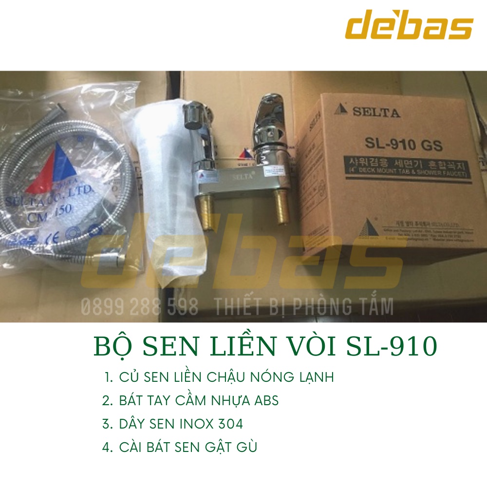 Vòi chậu liền sen nóng lạnh đồng mạ crom sen tắm cao cấp chính hãng Debas V5321 Selta SL910
