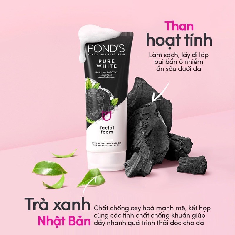 Sữa rửa mặt Pond's Pure White đen 50g Tặng Mặt Nạ Tinh Chất