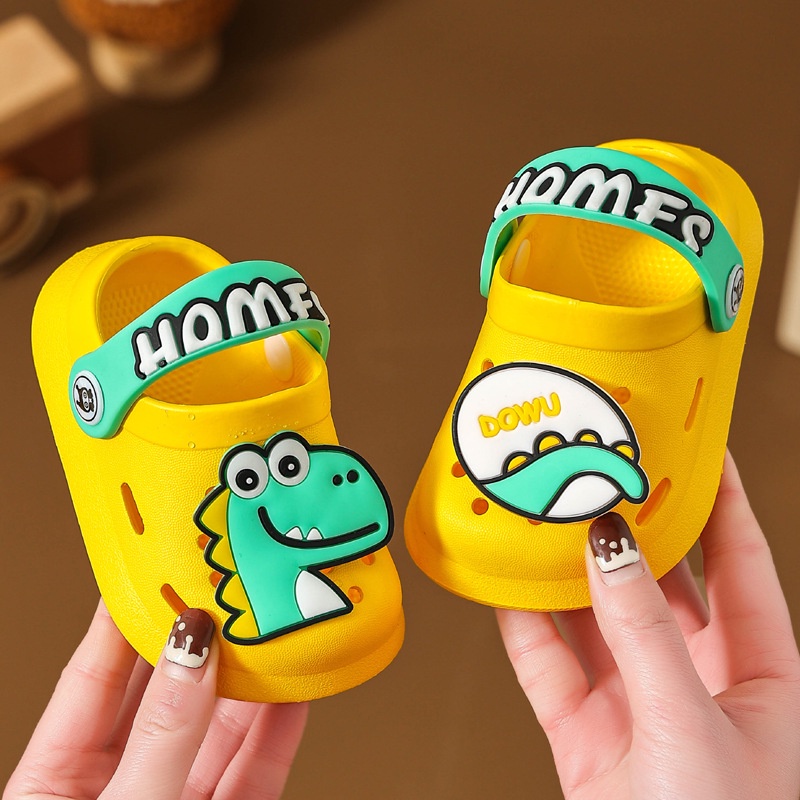 Dép Crocs Đế Mềm Chống Trượt In Hình Khủng Long Hoạt Hình Chất Lượng Cao Cho Bé