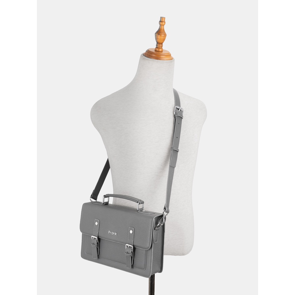 Cặp Đeo Chéo Nam Da Bò Taiga Cao Cấp FRANK Calvin Messenger Bag, Túi Nam Sang Trọng Tiện Dụng-Màu Xám